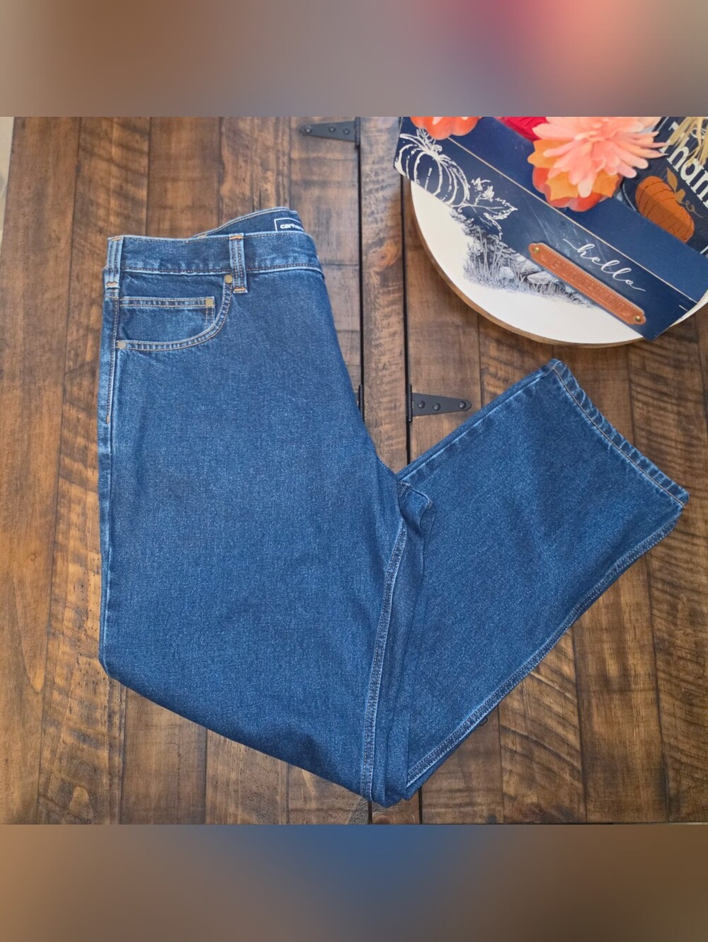 Carhartt Men's Dark Blue Relaxed Fit Jeans